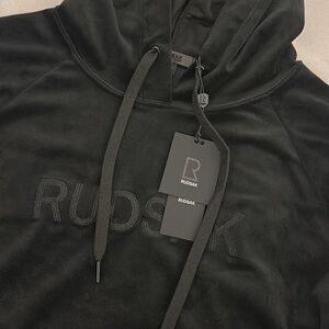 RUDSAK Black Cowl Neck Sweater with Textured Fabric